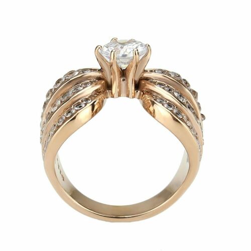 Jewellery Kingdom Ladies Solitaire Accents Simulated Diamonds Cocktail Ring (Rose Gold) - Jewelry Rings - British D'sire