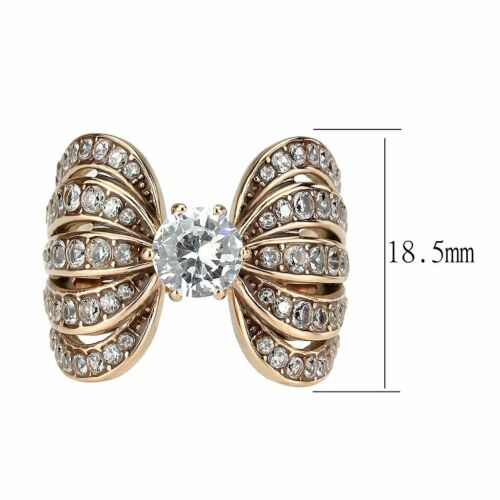 Jewellery Kingdom Ladies Solitaire Accents Simulated Diamonds Cocktail Ring (Rose Gold) - Jewelry Rings - British D'sire