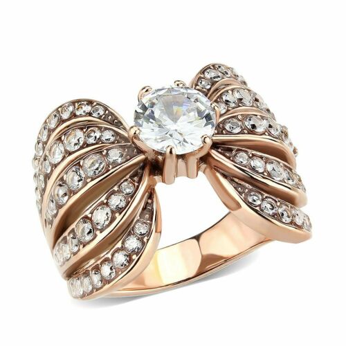 Jewellery Kingdom Ladies Solitaire Accents Simulated Diamonds Cocktail Ring (Rose Gold) - Jewelry Rings - British D'sire