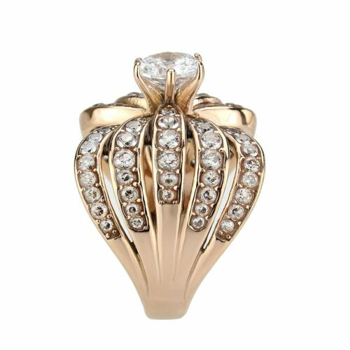 Jewellery Kingdom Ladies Solitaire Accents Simulated Diamonds Cocktail Ring (Rose Gold) - Jewelry Rings - British D'sire