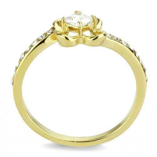 Jewellery Kingdom Ladies Solitaire Princess Cut Half Carat Flower Setting 18kt Ring (Gold) - Jewelry Rings - British D'sire