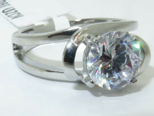 Jewellery Kingdom Ladies Solitaire Simulated Diamond Raised Swirl 2 Carat Ring (Silver) - Jewelry Rings - British D'sire