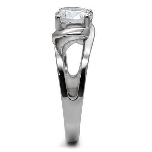 Jewellery Kingdom Ladies Solitaire Simulated Diamond Raised Swirl 2 Carat Ring (Silver) - Jewelry Rings - British D'sire