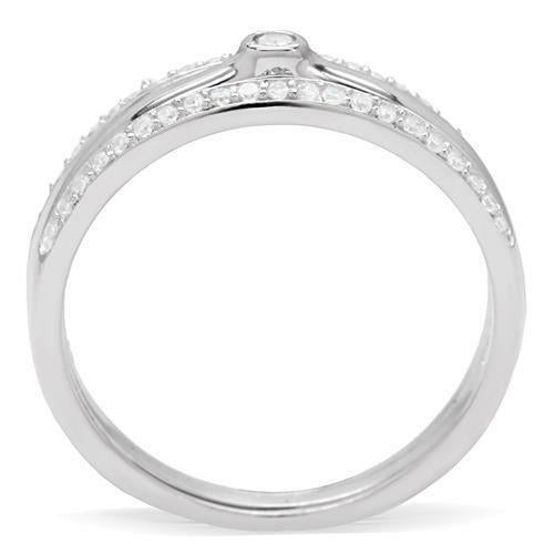 Jewellery Kingdom Ladies Solitaire Simulated Diamonds With Accents Illusion Band Ring (Silver) - Rings - British D'sire