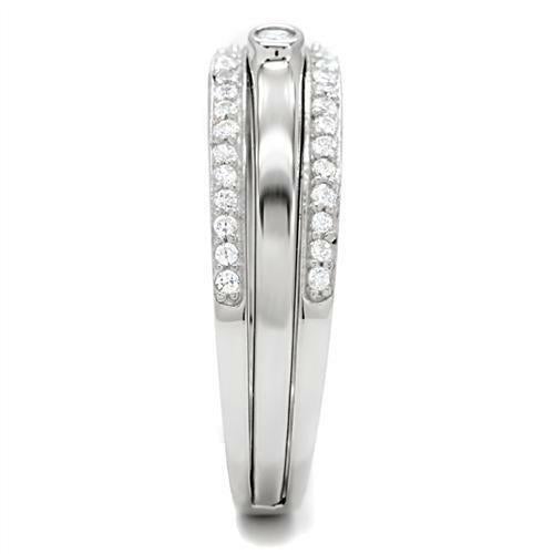 Jewellery Kingdom Ladies Solitaire Simulated Diamonds With Accents Illusion Band Ring (Silver) - Rings - British D'sire