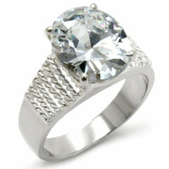 Jewellery Kingdom Ladies Solitaire Sterling Silver 4 Carat Simulated Diamonds Oval Ring - Jewelry Rings - British D'sire