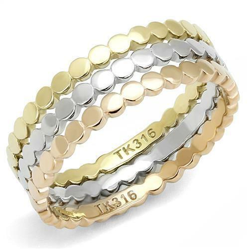 Jewellery Kingdom Ladies Stacking Bands Rose Gold Yellow Rings (Gold) - Jewelry Rings - British D'sire