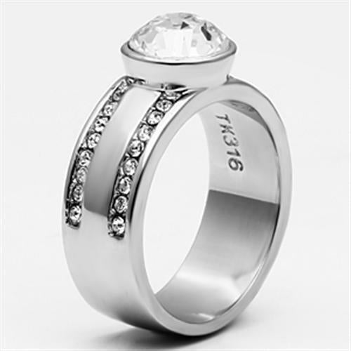 Jewellery Kingdom Ladies Stainless Steel Cubic Zirconia 8mm Band Bezel Ring (Silver) - Jewelry Rings - British D'sire