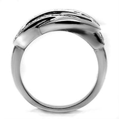 Jewellery Kingdom Ladies Stainless Steel Silver Buckle Ring Band With Simulated Diamonds - Jewelry Rings - British D'sire