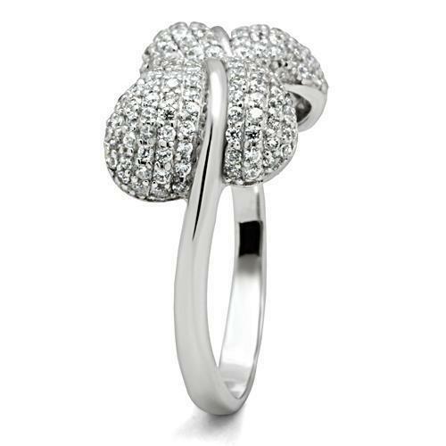 Jewellery Kingdom Ladies Sterling Cz Bow Micro Pave Puffed Pretty Sparkling Ring (Silver) - Jewelry Rings - British D'sire