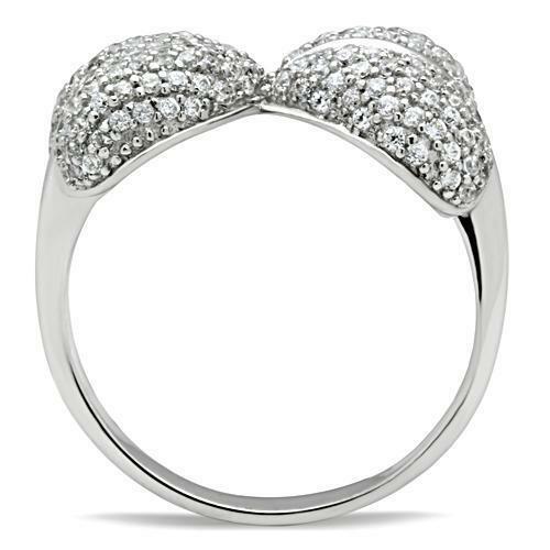 Jewellery Kingdom Ladies Sterling Cz Bow Micro Pave Puffed Pretty Sparkling Ring (Silver) - Jewelry Rings - British D'sire