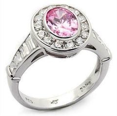 Jewellery Kingdom Ladies Sterling Silver Oval Baguettes Bezel Sapphire Stamped Ring (Pink) - Jewelry Rings - British D'sire