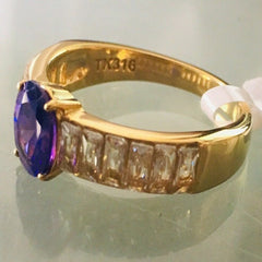 Jewellery Kingdom Ladies Tanzanite Gold Emerald Cubic Zirconia Steel Ring (Purple) - Rings - British D'sire