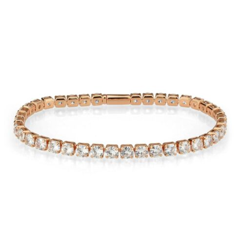 Jewellery Kingdom Ladies Tennis 18kt Cubic Zirconia 7inch Rose Gold Electroplated Bracelet - Bracelets & Bangles - British D'sire