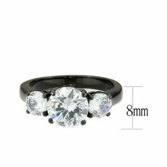 Jewellery Kingdom Ladies Three Stone Anniversary Cubic Zirconia Ring (Black) - Rings - British D'sire