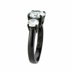 Jewellery Kingdom Ladies Three Stone Anniversary Cubic Zirconia Ring (Black) - Rings - British D'sire