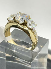 Jewellery Kingdom Ladies Three Stone Anniversary Simulated Diamonds 4 Carat Ring (Gold) - Jewelry Rings - British D'sire