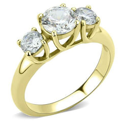 Jewellery Kingdom Ladies Three Stone Simulated Diamonds Anniversary Past Present Ring (Gold) - Jewelry Rings - British D'sire