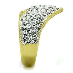 Jewellery Kingdom Ladies V Pave Cluster 18kt Gold Steel Flat Cubic Zirconia Ring (Gold) - Jewelry Rings - British D'sire