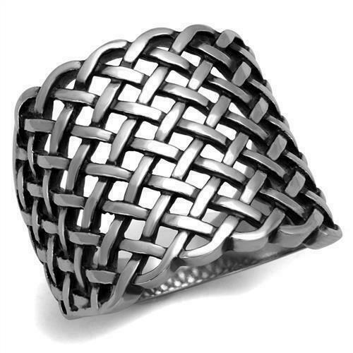 Jewellery Kingdom Ladies Weave Band No Stone Stainless Steel 316L Highly Polished Ring (Silver) - Jewelry Rings - British D'sire