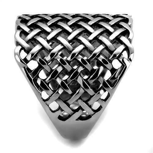 Jewellery Kingdom Ladies Weave Band No Stone Stainless Steel 316L Highly Polished Ring (Silver) - Jewelry Rings - British D'sire