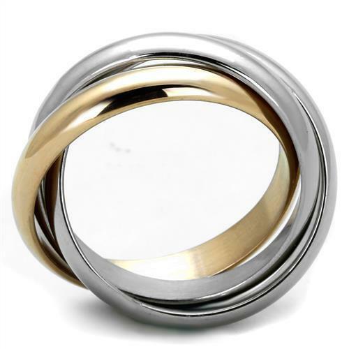 Jewellery Kingdom Ladies Wedding Band Stainless Steel Rose Gold Interlocking Russian Ring - Jewelry Rings - British D'sire