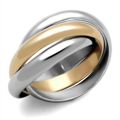 Jewellery Kingdom Ladies Wedding Band Stainless Steel Rose Gold Interlocking Russian Ring - Jewelry Rings - British D'sire