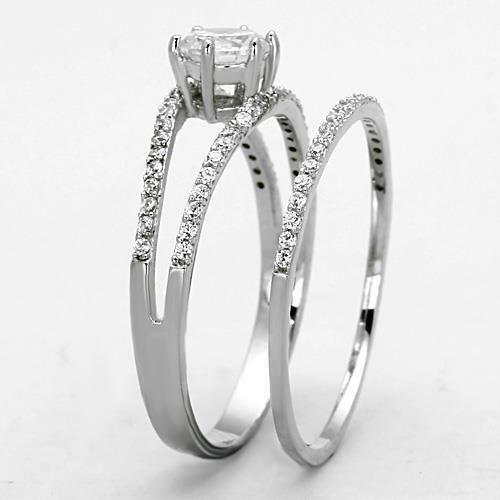 Jewellery Kingdom Ladies Wedding Engagement Band Set 1.40K 2pcs Solitaire Ring (Silver) - Rings - British D'sire