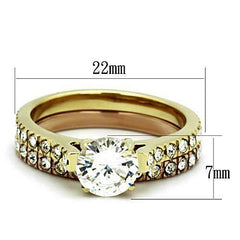 Jewellery Kingdom Ladies Wedding Engagement Band Set 2pcs Two Tone Ring (Gold) - Rings - British D'sire