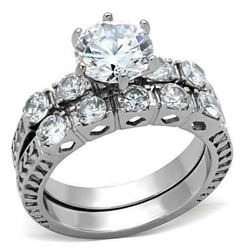 Jewellery Kingdom Ladies Wedding Engagement Cz Silver Ring Set - Jewelry Rings - British D'sire