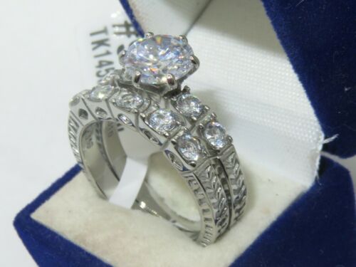 Jewellery Kingdom Ladies Wedding Engagement Cz Silver Ring Set - Jewelry Rings - British D'sire