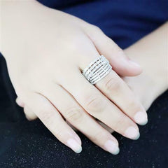 Jewellery Kingdom Ladies Wide Band Pave Cz Classy Rhodium Comfort Sparkling Ring (Silver) - Jewelry Rings - British D'sire