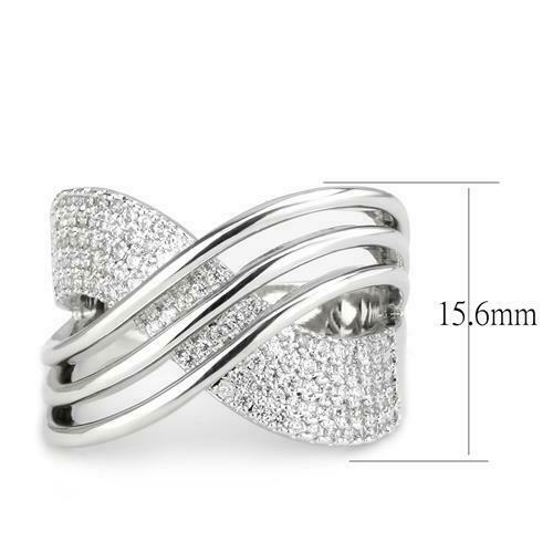 Jewellery Kingdom Ladies Wide Band Pave Cz Classy Rhodium Comfort Sparkling Ring (Silver) - Jewelry Rings - British D'sire