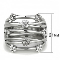 Jewellery Kingdom Ladies Wide Flower Band Stainless Steel Ring (Silver) - Jewelry Rings - British D'sire