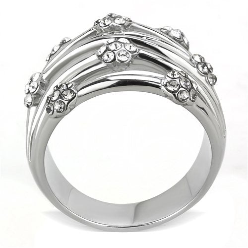 Jewellery Kingdom Ladies Wide Flower Band Stainless Steel Ring (Silver) - Jewelry Rings - British D'sire