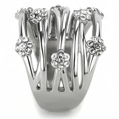 Jewellery Kingdom Ladies Wide Flower Band Stainless Steel Ring (Silver) - Jewelry Rings - British D'sire