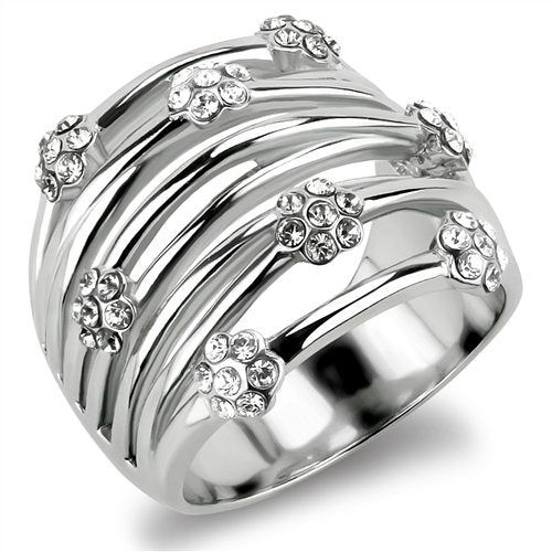 Jewellery Kingdom Ladies Wide Flower Band Stainless Steel Ring (Silver) - Jewelry Rings - British D'sire