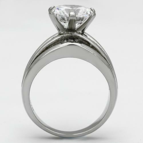 Jewellery Kingdom Ladies Wide Unique Solitaire Stainless Steel 4 Carat Ring (Silver) - Jewelry Rings - British D'sire