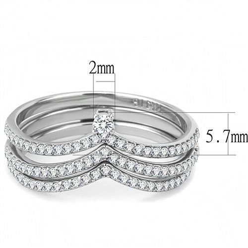 Jewellery Kingdom Ladies Wishbone Stacking Bands Engagement Ring Set (Silver) - Jewelry Rings - British D'sire