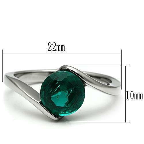 Jewellery Kingdom Ladies Zircon Cz Silver Stainless Steel Solitaire Ring (Green) - Jewelry Rings - British D'sire