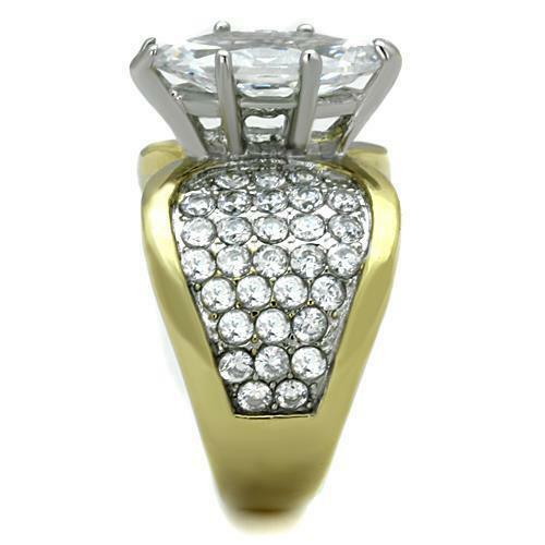 Jewellery Kingdom Marquise 4 Carat Cz Steel Ladies 18kt Sparkling All Sizes Ring (Gold) - Jewelry Rings - British D'sire