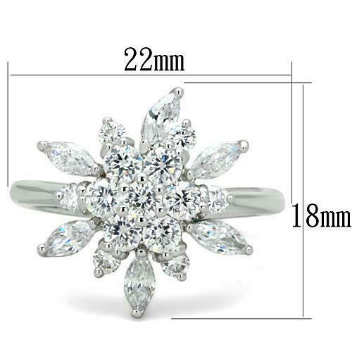 Jewellery Kingdom Marquise Cluster Dress Rhodium Ladies Cubic Zirconia Ring (Silver) - Jewelry Rings - British D'sire