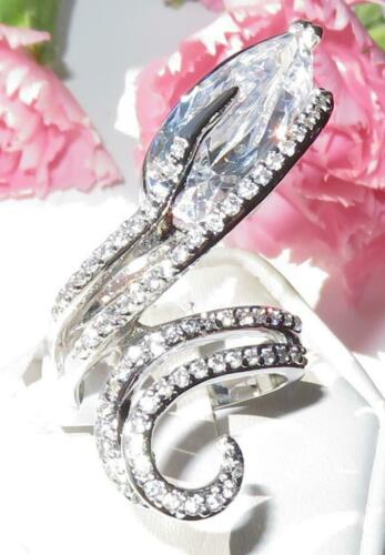 Jewellery Kingdom Marquise Cocktail Cz Long Finger Statement 3 Carat Ladies Ring (Silver) - Jewelry Rings - British D'sire