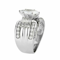 Jewellery Kingdom Marquise Cubic Zirconia Baguettes Stainless Steel Channel Cocktail Ladies Ring (Silver) - Jewelry Rings - British D'sire