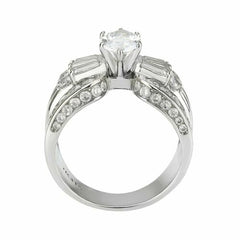 Jewellery Kingdom Marquise Cubic Zirconia Baguettes Stainless Steel Channel Cocktail Ladies Ring (Silver) - Jewelry Rings - British D'sire