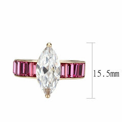 Jewellery Kingdom Marquise Pink Sapphire Steel Cubic Zirconia Ladies Rose Gold Ring - Jewelry Rings - British D'sire