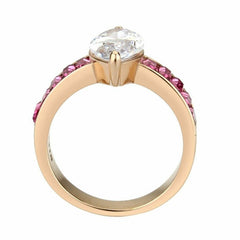 Jewellery Kingdom Marquise Pink Sapphire Steel Cubic Zirconia Ladies Rose Gold Ring - Jewelry Rings - British D'sire