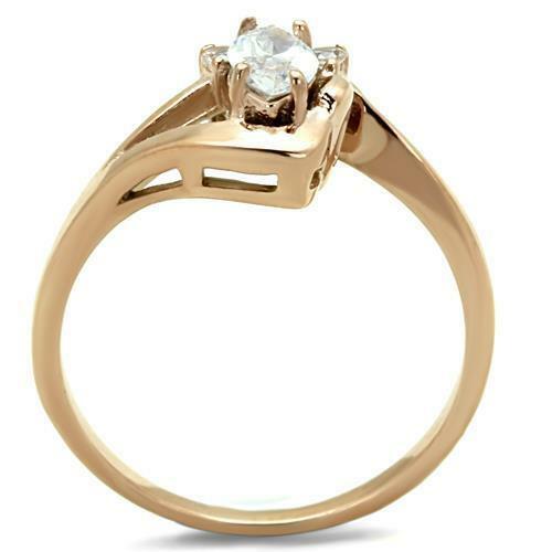 Jewellery Kingdom Marquise Rose Cubic Zirconia Ladies Elegant 2ct Steel Dress Ring (Gold) - Jewelry Rings - British D'sire