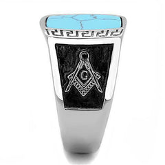 Jewellery Kingdom Masonic Turquoise Greek Key Blue Signet Pinky Classy Unique Mens Ring - Jewelry Rings - British D'sire