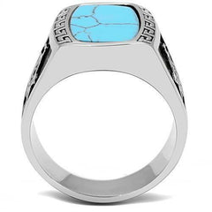 Jewellery Kingdom Masonic Turquoise Greek Key Blue Signet Pinky Classy Unique Mens Ring - Jewelry Rings - British D'sire